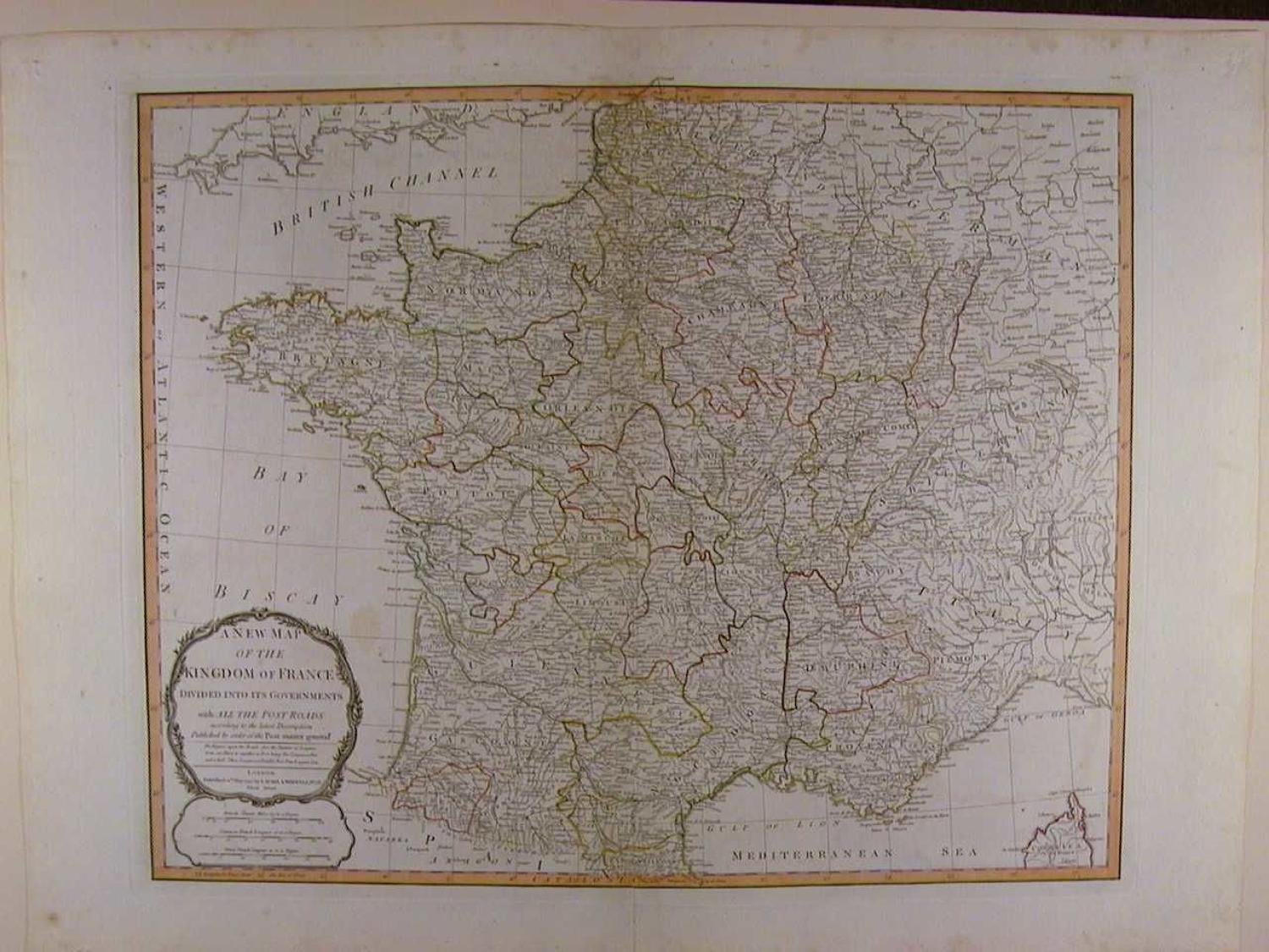 A New Map of the Kingdom of France by Robert Laurie / James Whittle