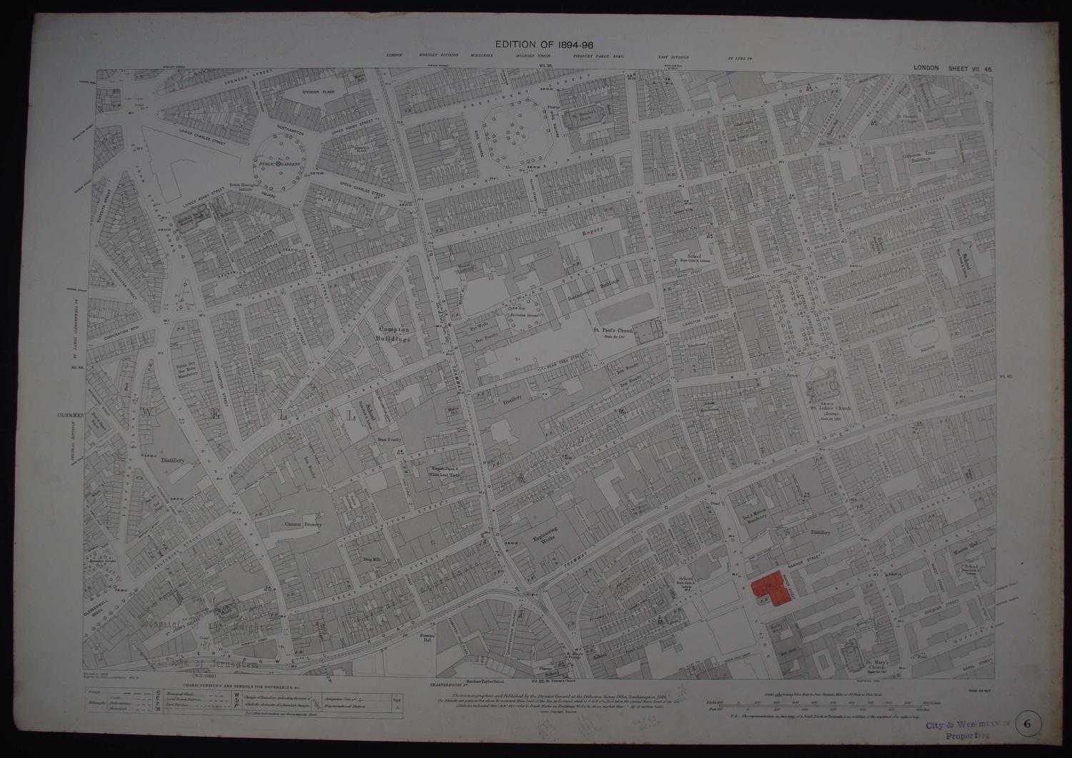 London. Sheet VII. 83. (Westminster) by Ordnance Survey:Edition of 1894-96