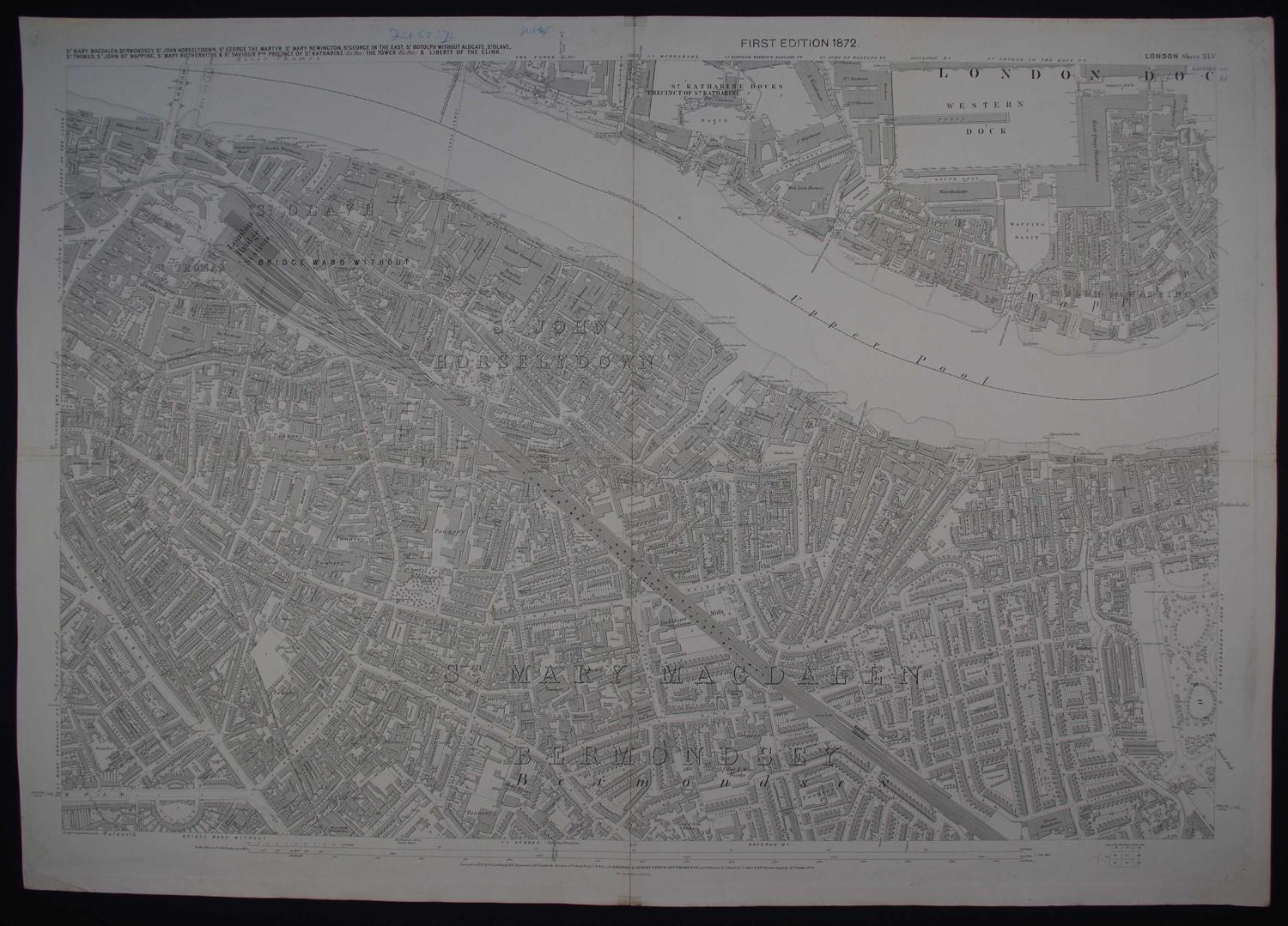 London. Sheet XLV FIRST EDITION 1872 by Ordnance Survey