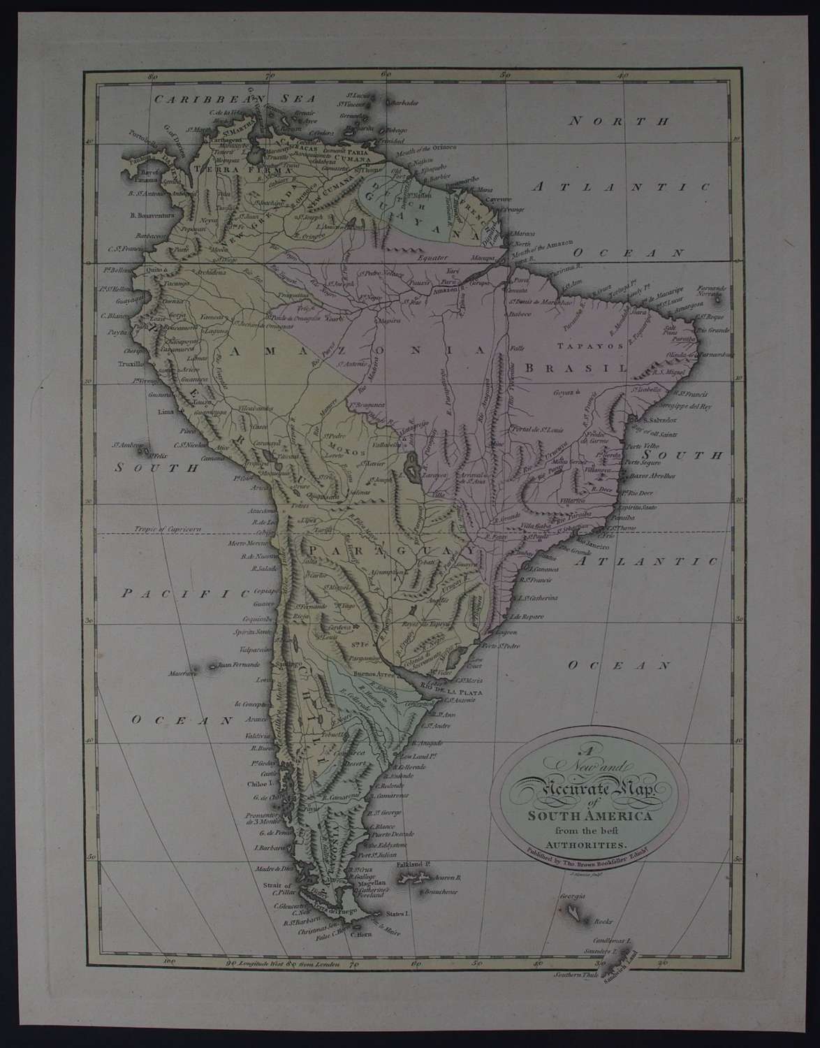 A New and Accurate Map of South America by Thomas Brown