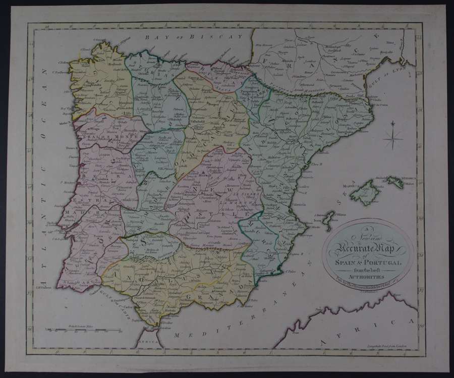 A New and Accurate Map of Spain & Portugal by Thomas Brown