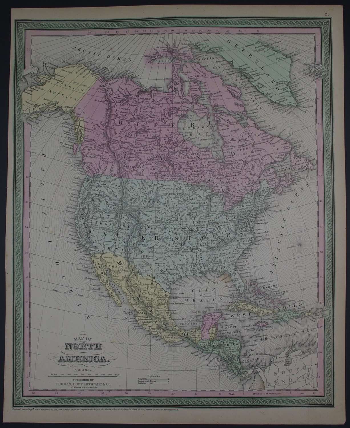 Map of North America by Thomas, Cowperthwait & Co