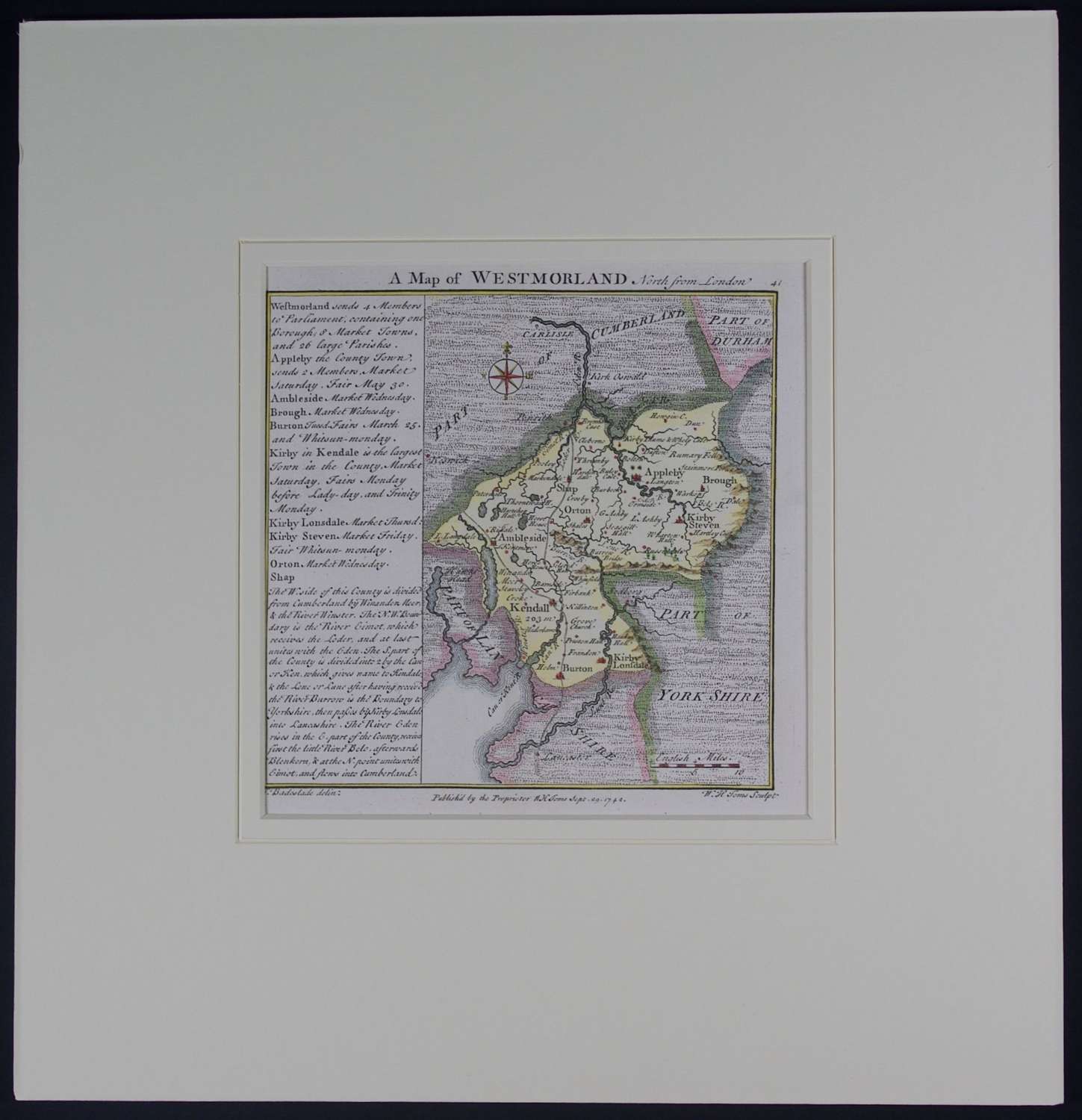 A Map of Westmorland, North from London by Thomas Badeslade