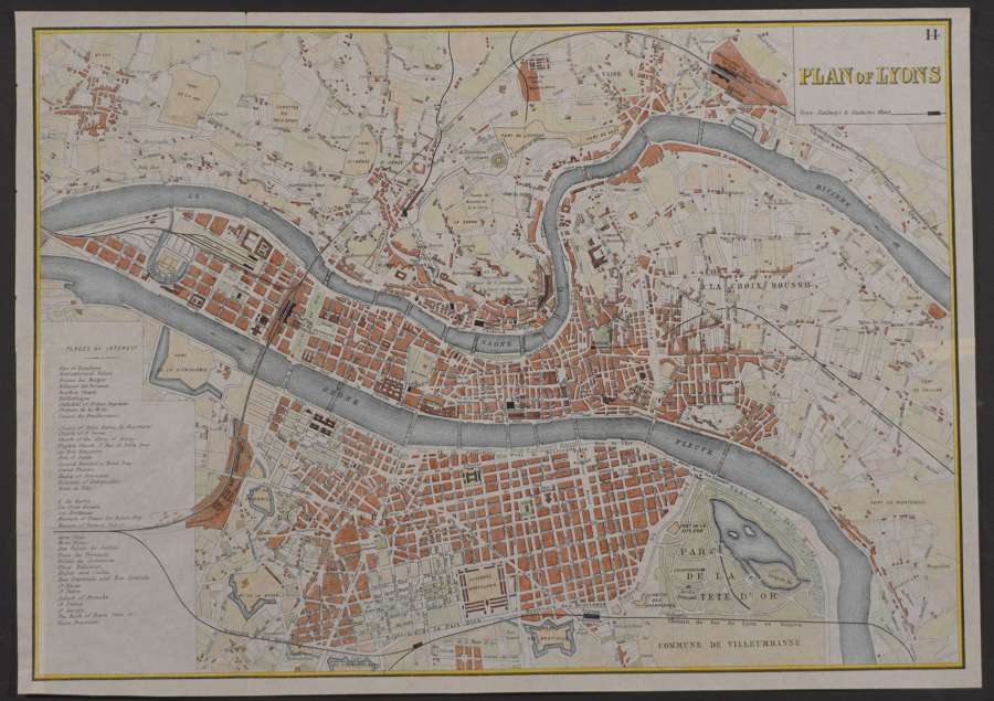 Plan of Lyons by Geoge Bradshaw