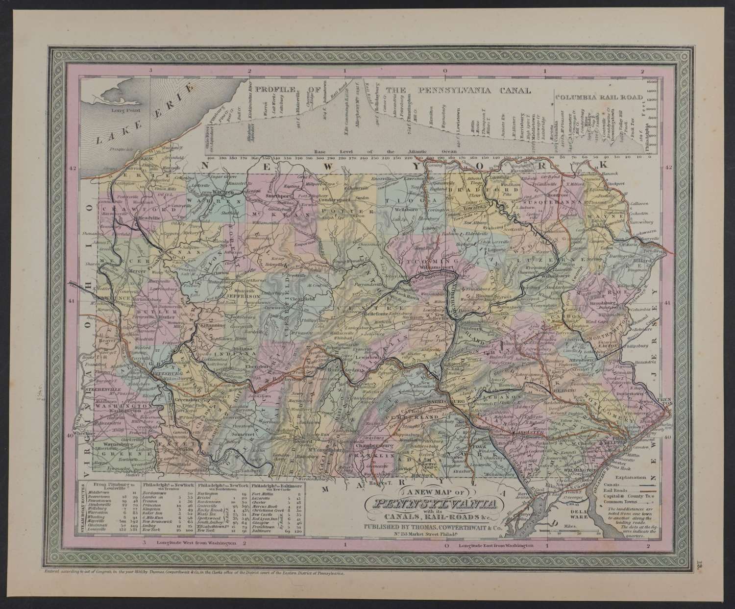 A New Map of Pennsylvania by Thomas Cowperthwait