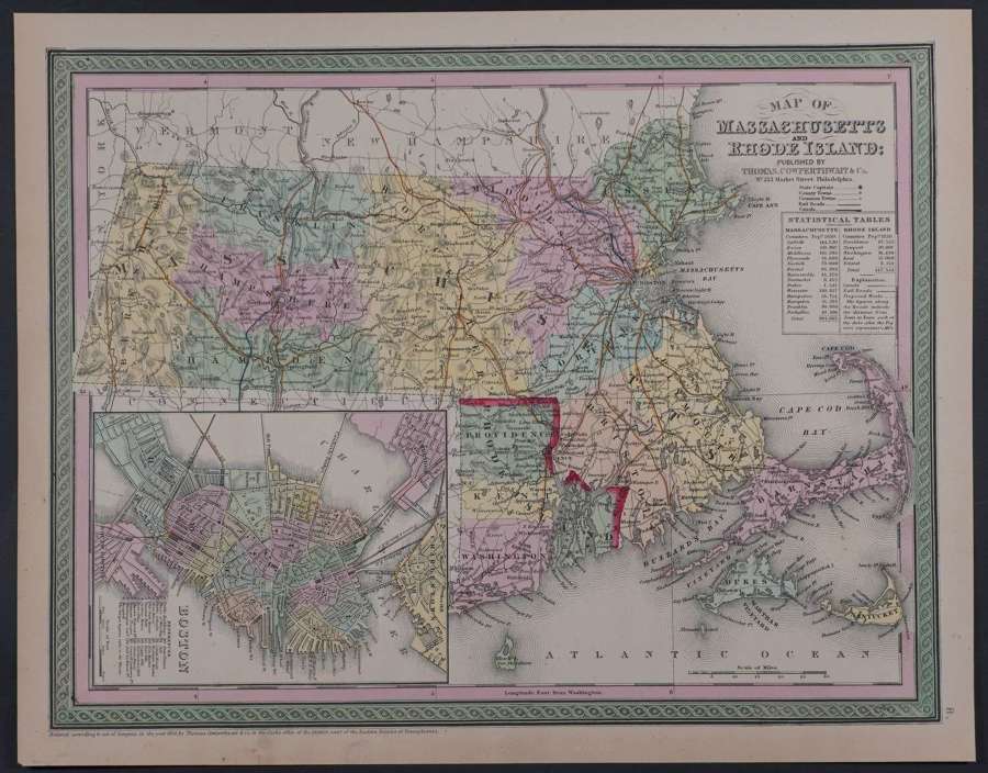 Map of New Hampshire & Vermont by Thomas Cowperthwait & Co