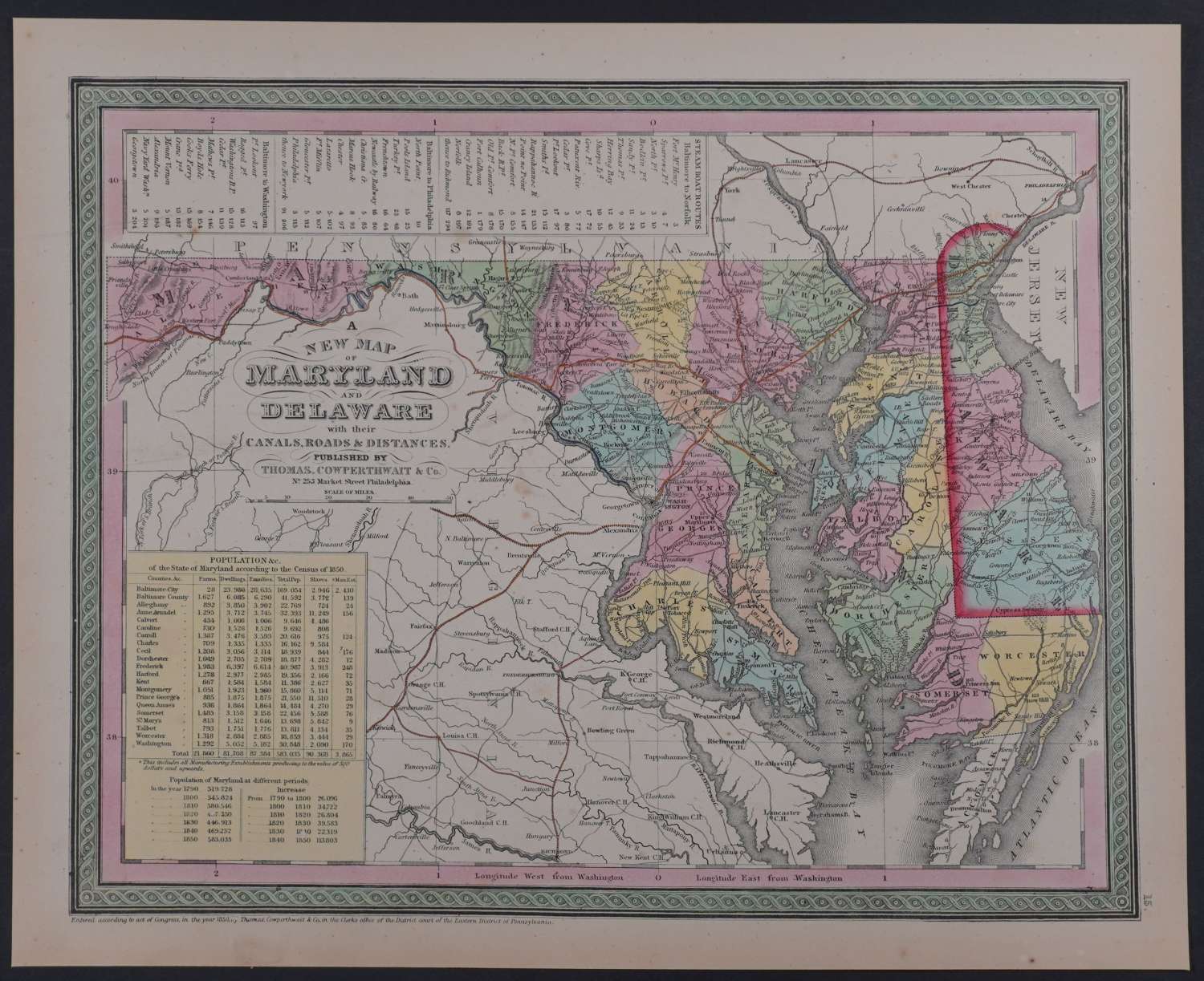 A New Map of Maryland by Thomas Cowerthwait & Co