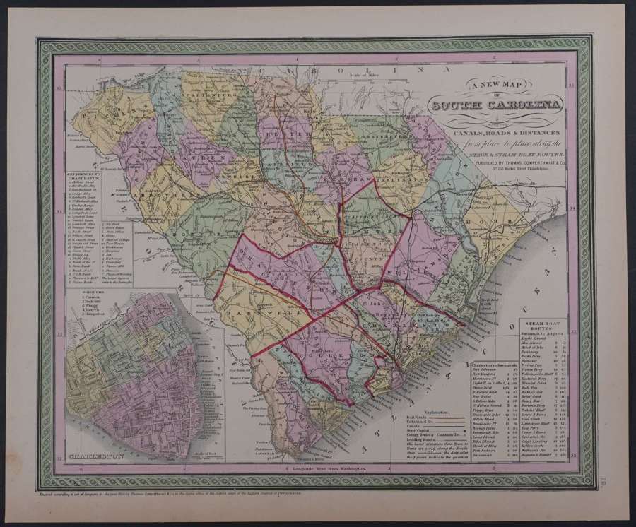 A New Map of  South Carolina by Thomas Cowerthwait & Co