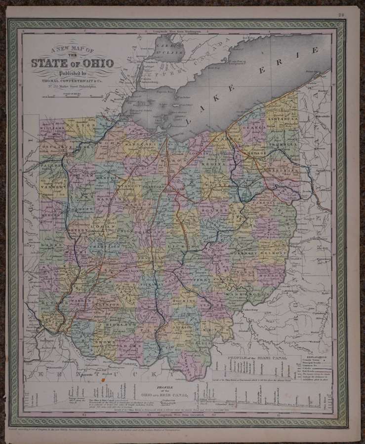 A New Map of the State of Ohio by Thomas Cowperthwait & Co