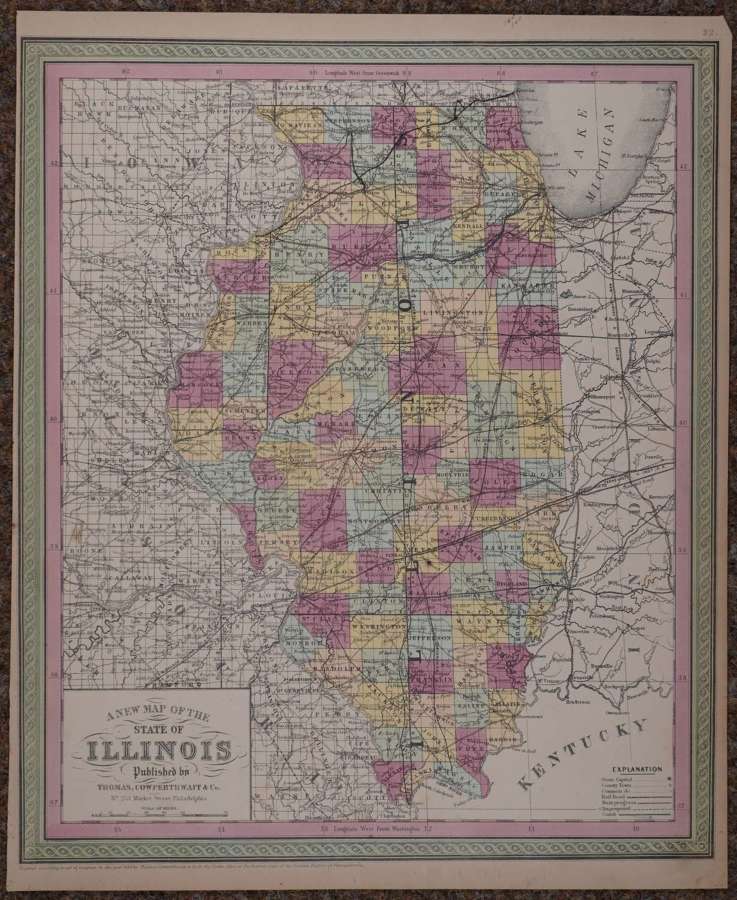 A New Map of the State of Illinois by Thomas Cowperthwait & Co