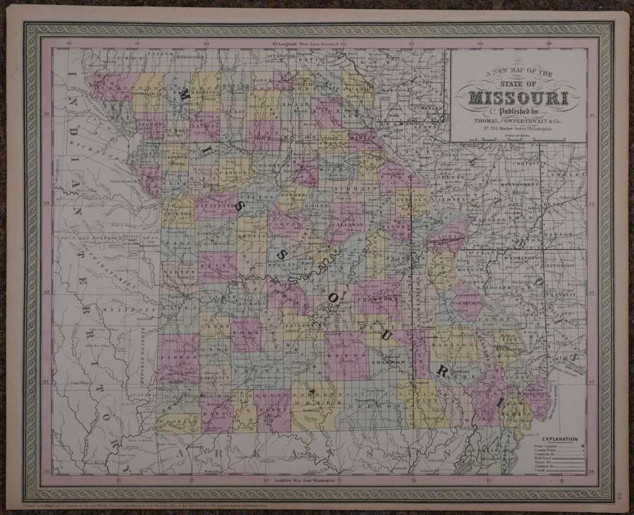 A New Map of the State of Missouri by Thomas Cowperthwait & Co