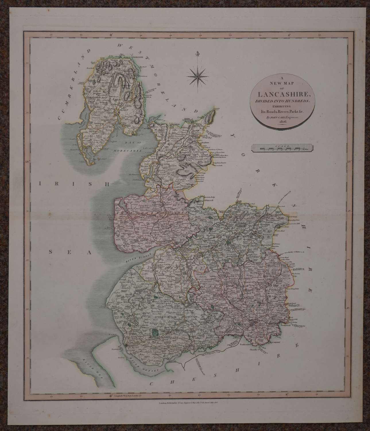 A New Map of Lancashire by John Cary