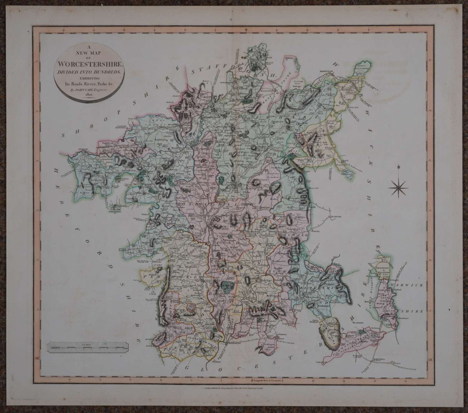 A New Map of Worcestershire by John Cary