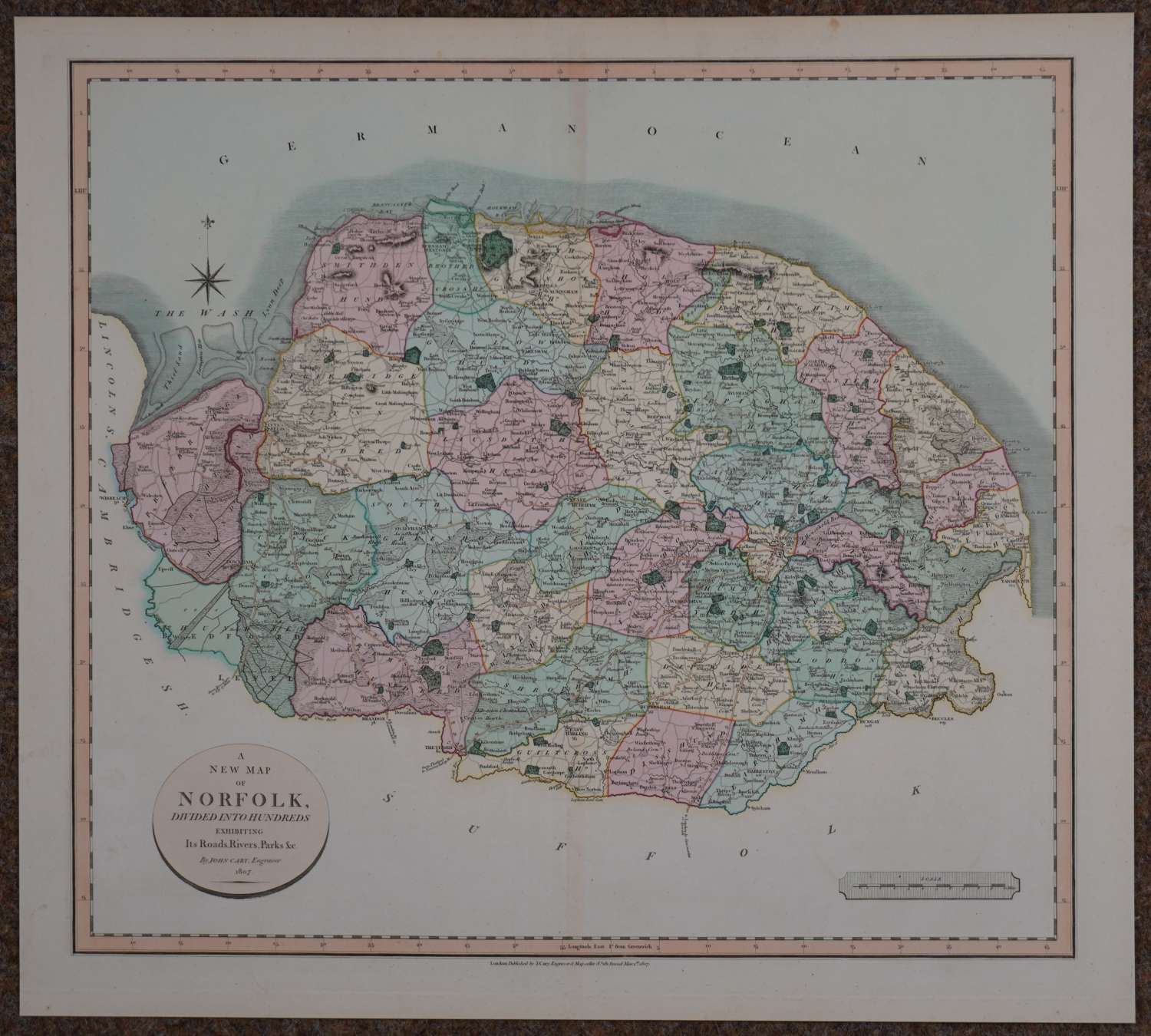 A New Map of Norfolk by John Cary