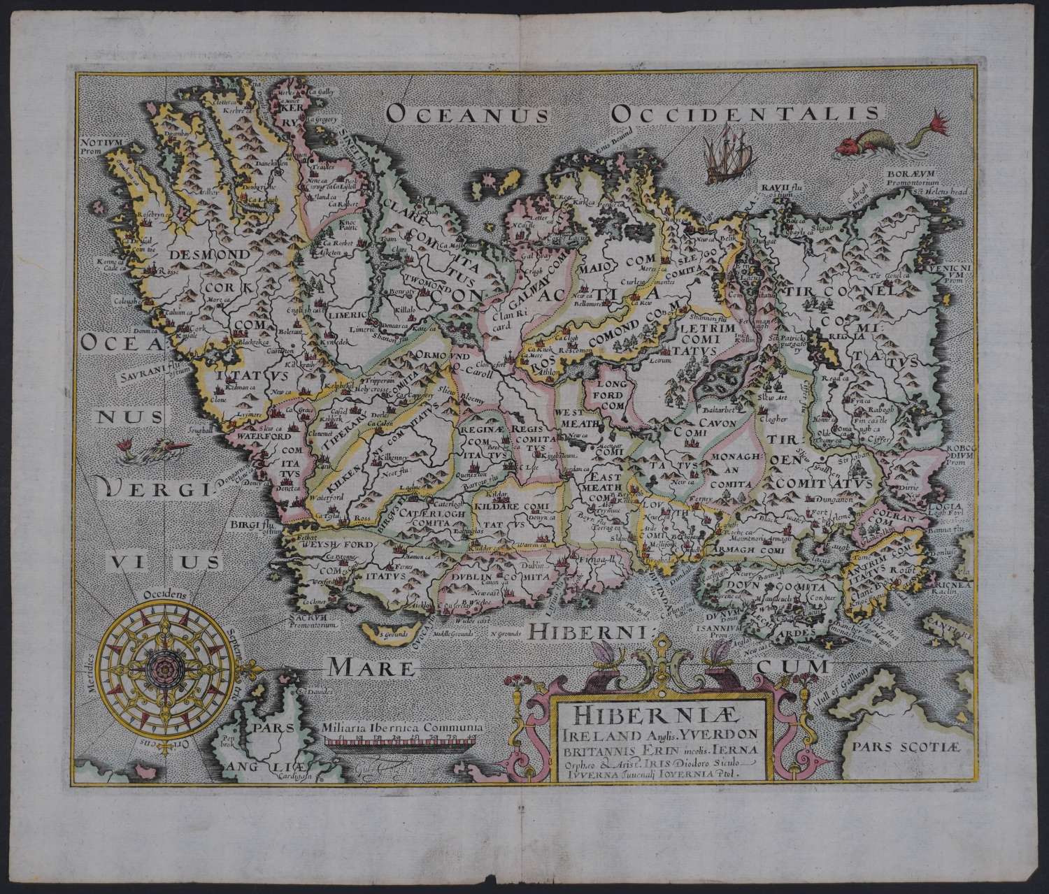 Hiberniae (Ireland) by Christopher Saxton and William Kip