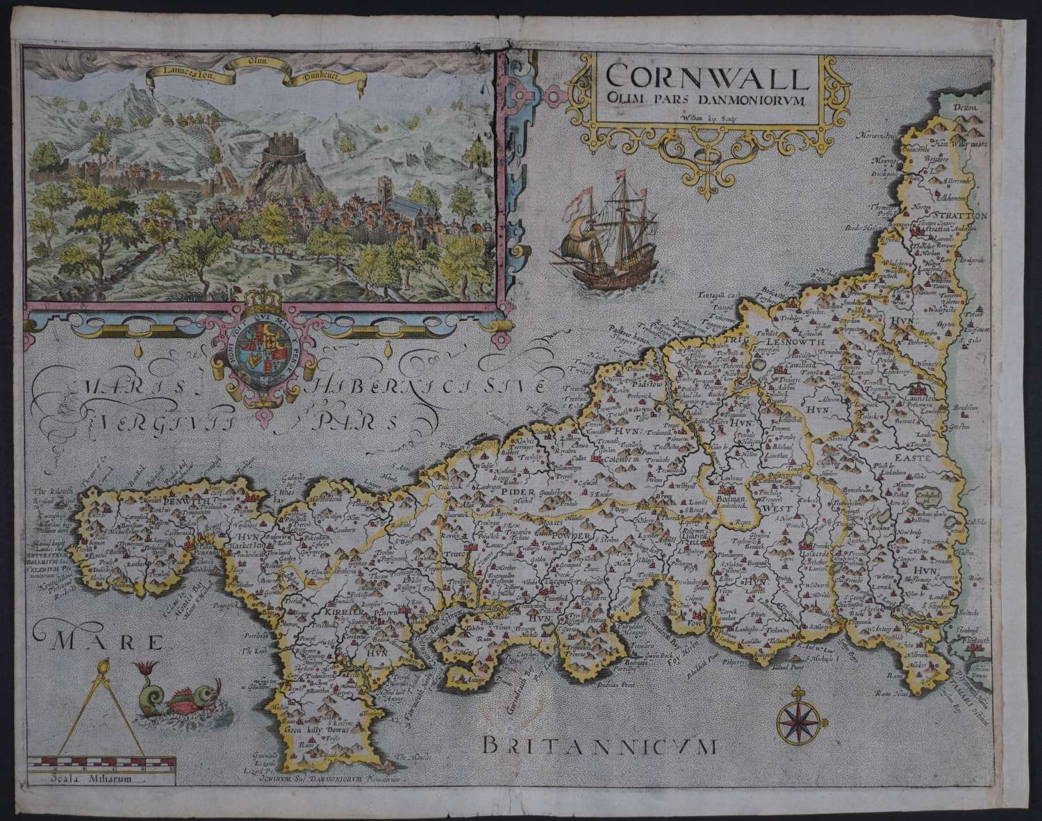 Cornwall olim pars Danmoniorum by Christopher Saxton and William Kip
