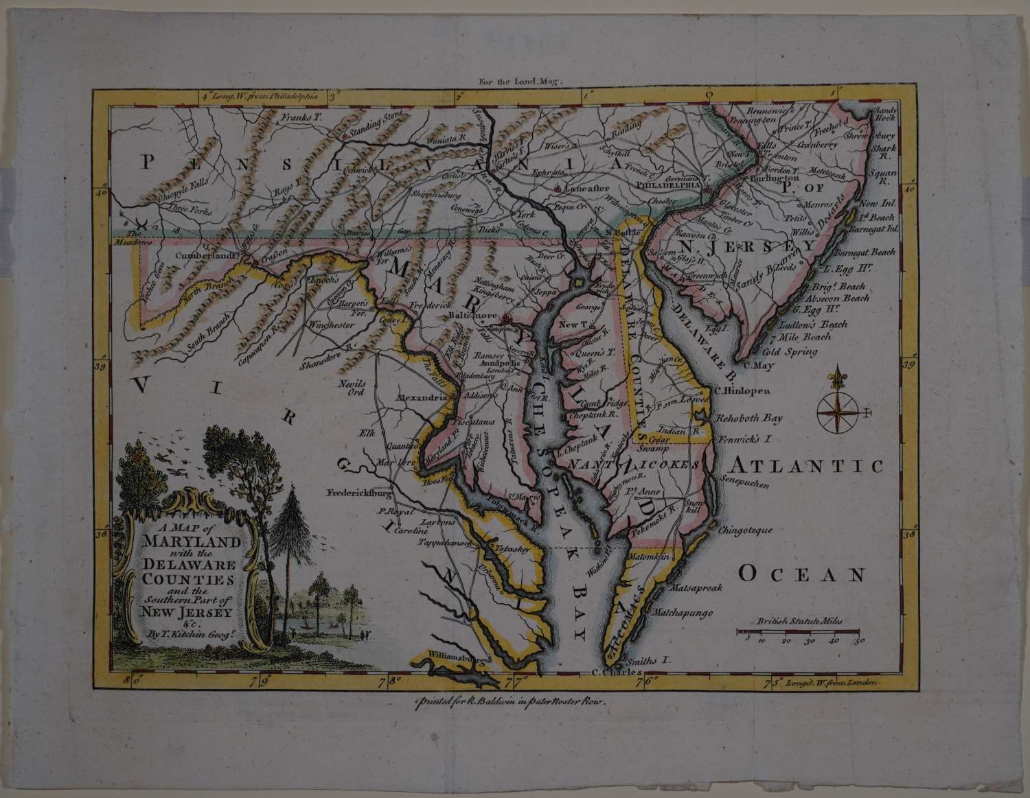 A Map of Maryland with the Delaware Counties...by Thomas Kitchen
