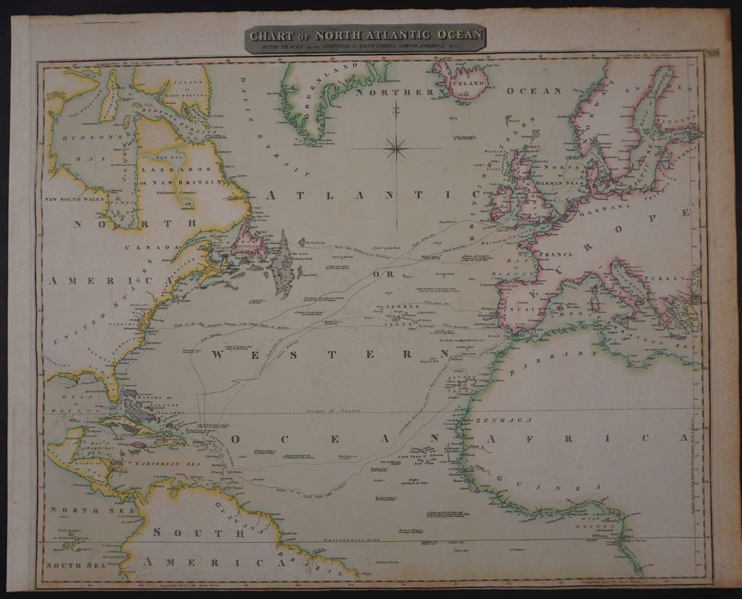 Chart of North Atlantic Ocean by John Thomson
