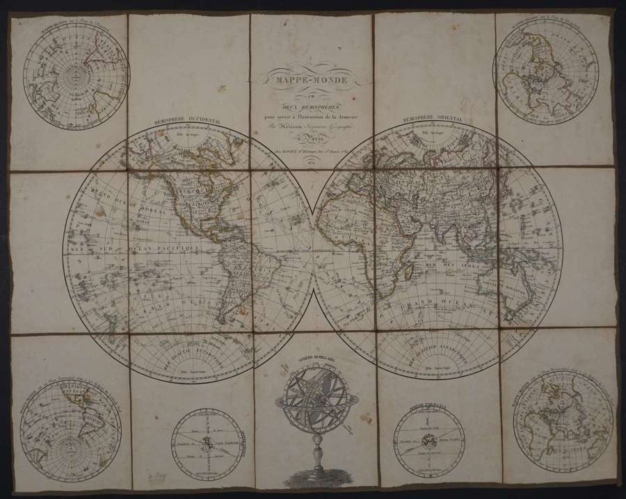 Mappe - Monde en deux hemispheres by Eustache Herisson