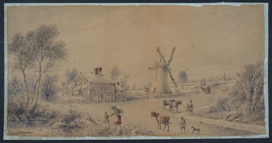 Winter. (The Old Gallows Mill Liverpool) by Samuel Herdman
